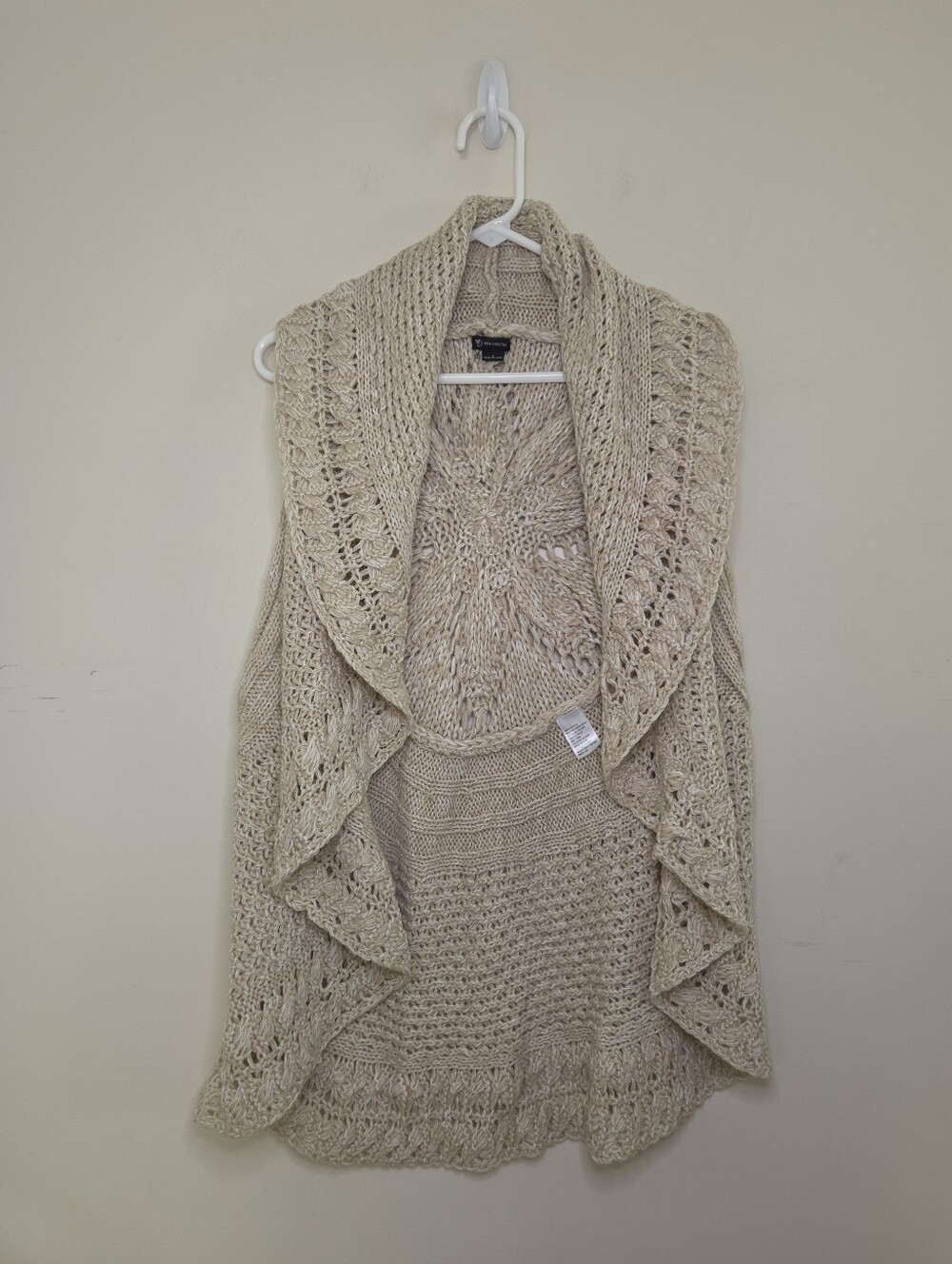 Women's New Directions Tan Color Crochet Vest Sz Large